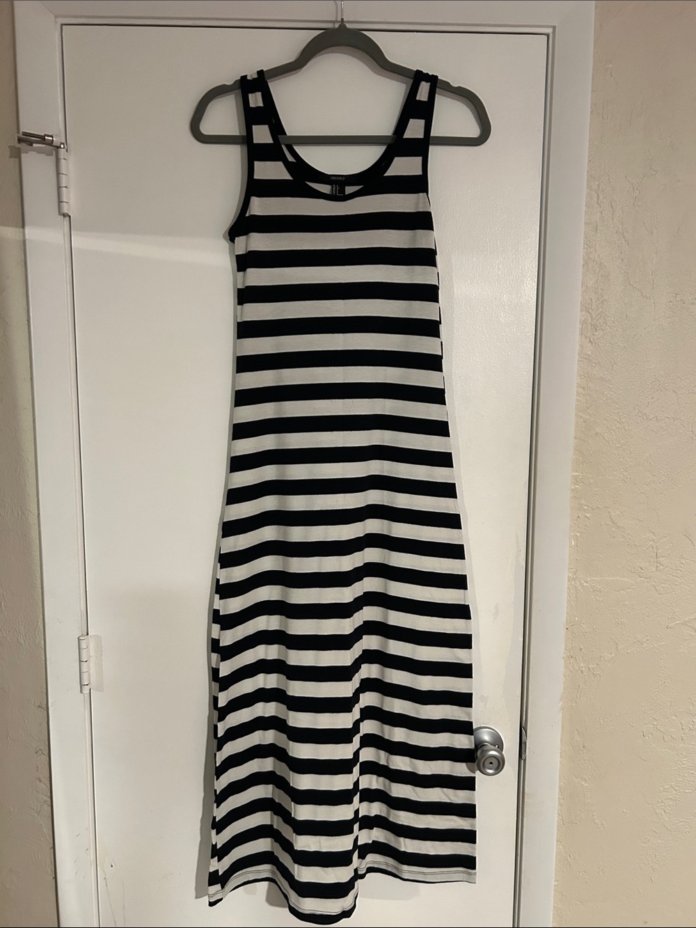 Forever 21 Black and White Striped Maxi Tank Dress